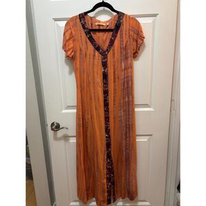 Soft Surroundings Long Dress EUC Peach and Purple Rayon